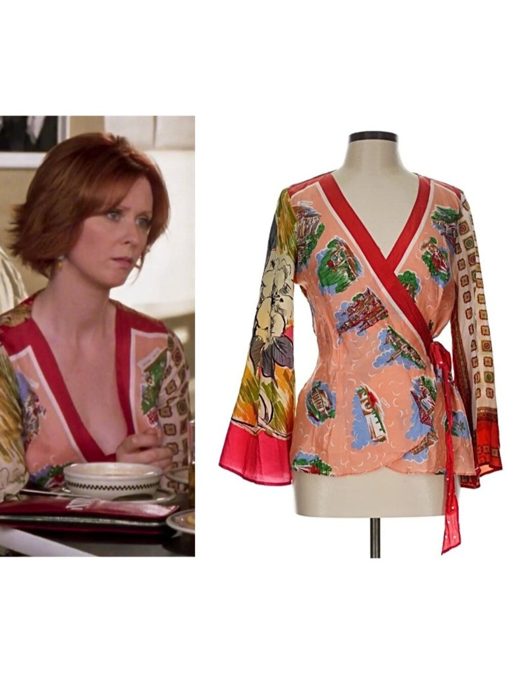 ASO SEX & THE CITY S&TC MIRANDA HOBBES Silk Scarf Top EUC RARE VINTAGE